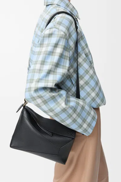 Loewe Small Puzzle Bag In Soft Grained Calfskin In Blue