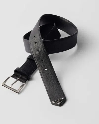 Prada Leather Belt In Black