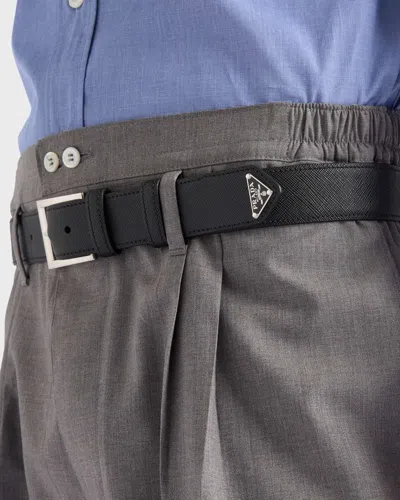 Prada Leather Belt In Black