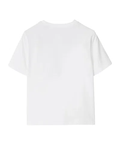 Burberry Kids' Check-print Label Cotton T-shirt In White