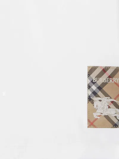 Burberry Kids' Check-print Label Cotton T-shirt In White