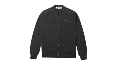 Pre-owned Comme Des Garçons Play Small Heart Patch Cardigan Sweater In Grey