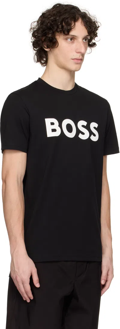 Hugo Boss Boss Tiburt 354 Logo Print T Shirt In Black