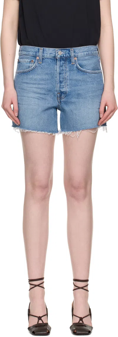 Agolde Blue Parker Long Denim Shorts