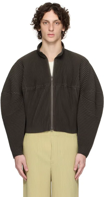 Issey Miyake Brown Kinetic Sculpture Jacket In Animal Print