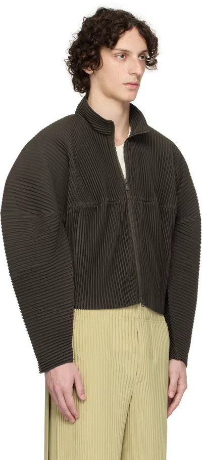 Issey Miyake Brown Kinetic Sculpture Jacket In Animal Print