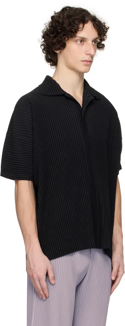 Issey Miyake Midnight Blue Polyester Polo Shirt In Black