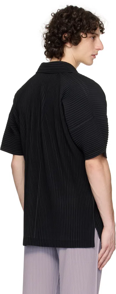 Issey Miyake Midnight Blue Polyester Polo Shirt In Black