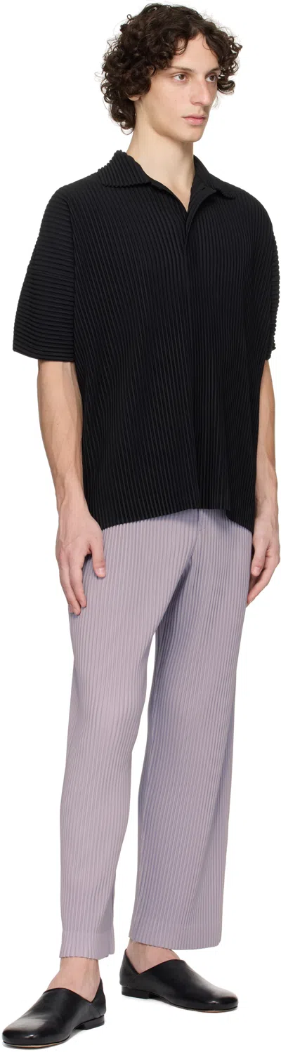 Issey Miyake Midnight Blue Polyester Polo Shirt In Black