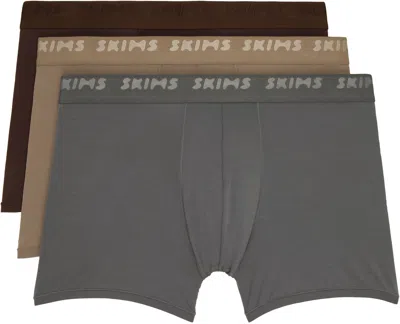 Skims Three-pack Multicolor  Stretch 3 Boxer Briefs In Green