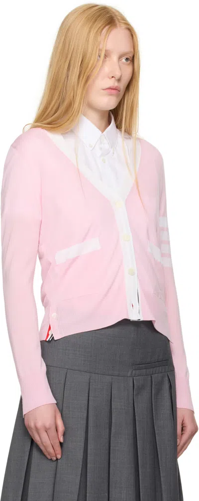 Thom Browne Contrast-border Cotton Cardigan In Pink