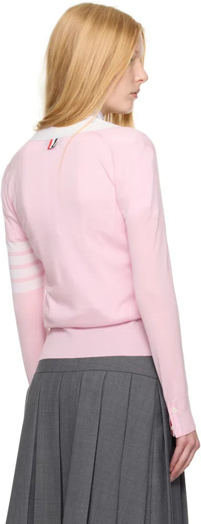 Thom Browne Contrast-border Cotton Cardigan In Pink