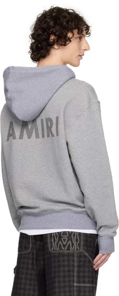 Amiri Mens Grey Stencil Logo-print Cotton Hoody In Blue