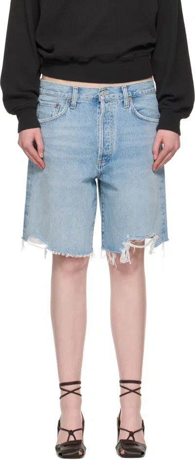 Agolde Denim Shorts With Belt Loops In Blue