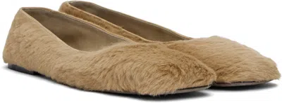 The Row Calf Hair Square-toe Ballerina Flats In Neutral
