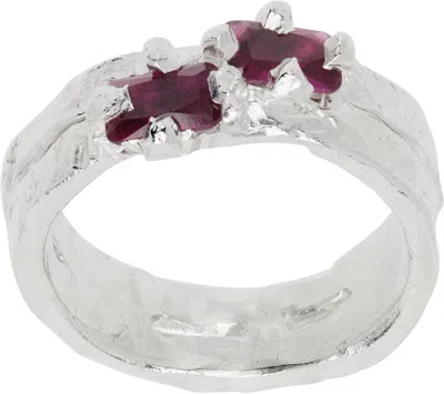 The Ouze Fused Ruby Claw Ring In Metallic