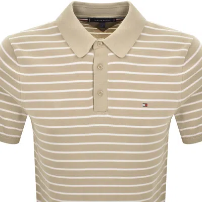 Tommy Hilfiger Knit Striped Polo T Shirt Beige In Nude