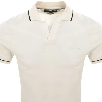 Tommy Hilfiger Open Collar Polo T Shirt Cream In Neutral