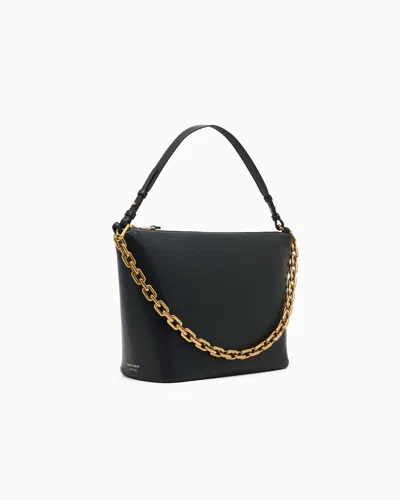 Emporio Armani Ppa Leather Medium Hobo Bag With Chain In Black