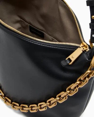 Emporio Armani Ppa Leather Medium Hobo Bag With Chain In Black