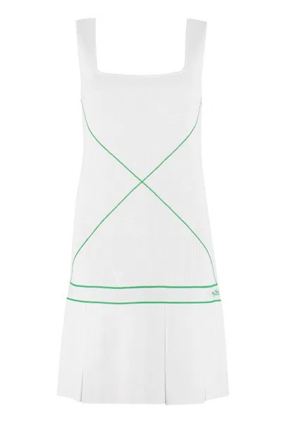 Bottega Veneta Pleated Embroidered Knitted Mini Dress