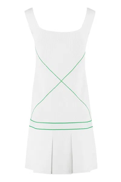 Bottega Veneta Pleated Embroidered Knitted Mini Dress