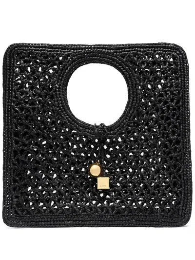 Jacquemus Carre Spiaggia Embellished Braided Raffia Tote