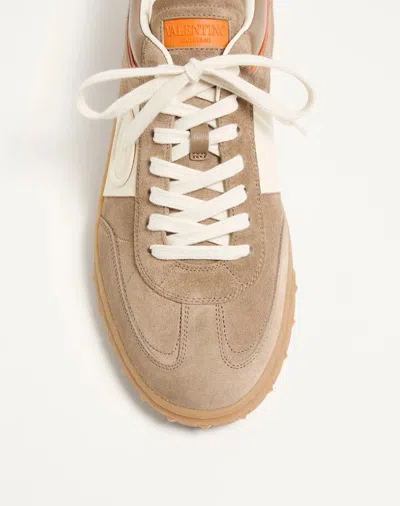 Valentino Low Top Sneaker Contrast Stitching In Brown