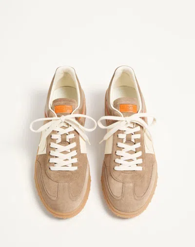 Valentino Low Top Sneaker Contrast Stitching In Brown