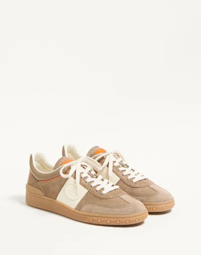 Valentino Low Top Sneaker Contrast Stitching In Brown