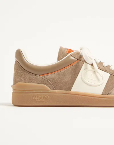 Valentino Low Top Sneaker Contrast Stitching In Brown