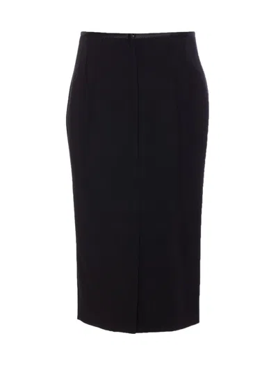 Dolce & Gabbana Longuette High-waisted Knee-length Skirt With Back Slit In Black