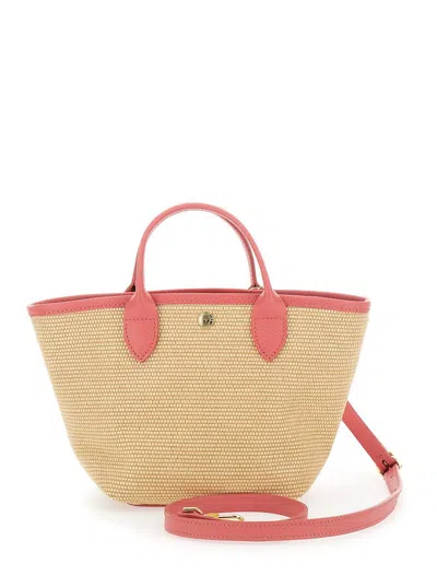 Longchamp Le Pliage Xs Pink Handbag With Logo Embossed On The Front In Fabric And Leather Blend Woman