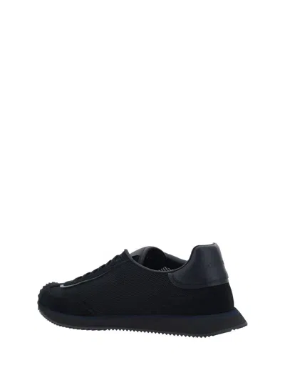 Dolce & Gabbana Low-top Nylon Sneakers With Leather Inserts In Black