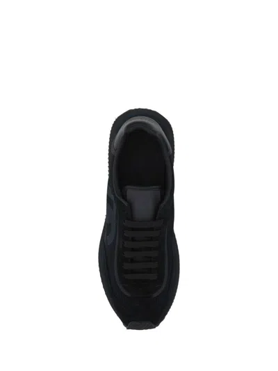 Dolce & Gabbana Low-top Nylon Sneakers With Leather Inserts In Black