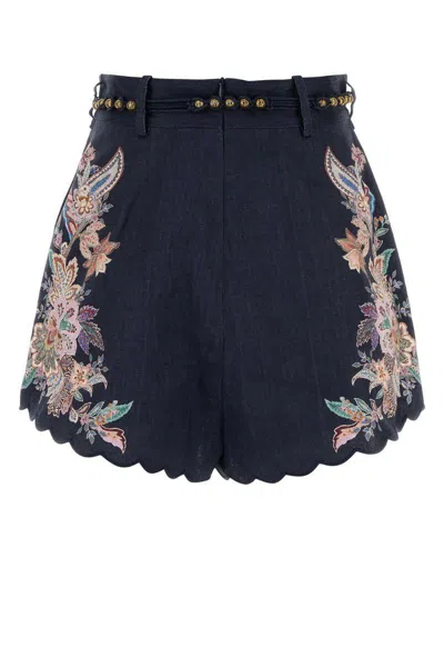 Zimmermann Womens Navy Multi Paisley Rhiannon Floral Linen Shorts Xs