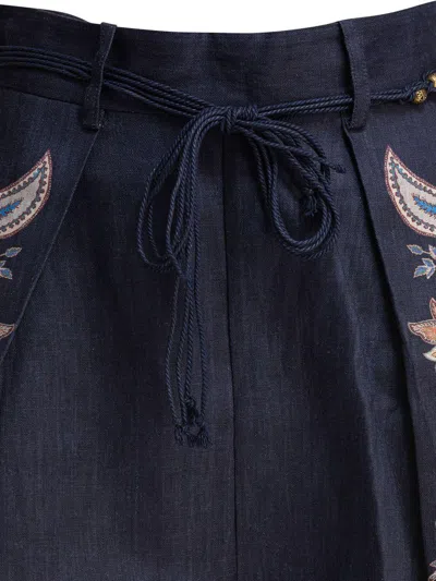 Zimmermann Womens Navy Multi Paisley Rhiannon Floral Linen Shorts Xs