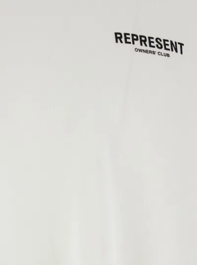Represent White Crewneck T-shirt With With Front And Back Owners Club Print In Cotton Man