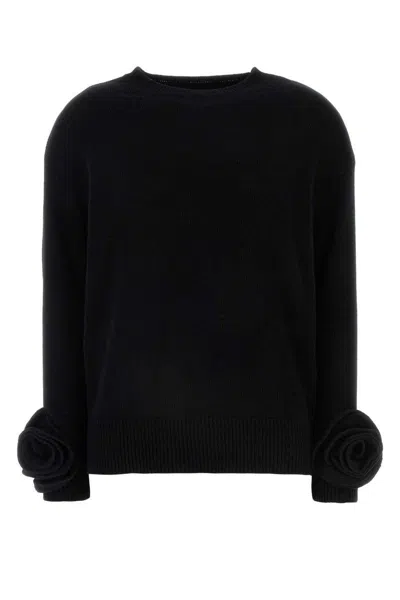 Valentino Regular Fit Wool Jersey Sweater In Black