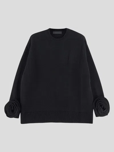 Valentino Regular Fit Wool Jersey Sweater In Black