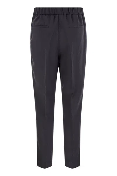 Peserico Soft Pants Made Of Stretch Viscose Technical Canvas In Black