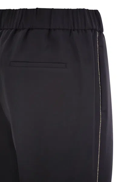 Peserico Soft Pants Made Of Stretch Viscose Technical Canvas In Black
