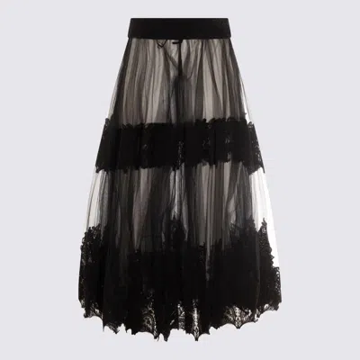 Elisabetta Franchi High Waist Lace-detailed Tulle Skirt