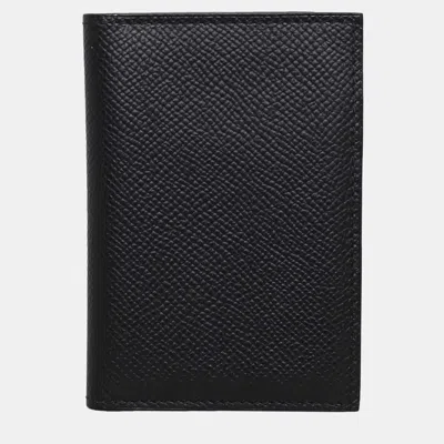 Pre-owned Hermes Black Epsom Leather Mc2 Euclide Card Holder