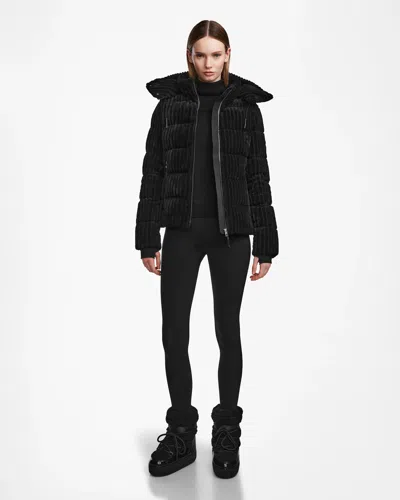 Rudsak Mirry Ff Women's Velvet Corduroy Down Puffer In Black