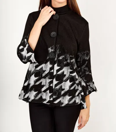 Frank Lyman Houndstooth Knit Jacket In Black/gray In Black