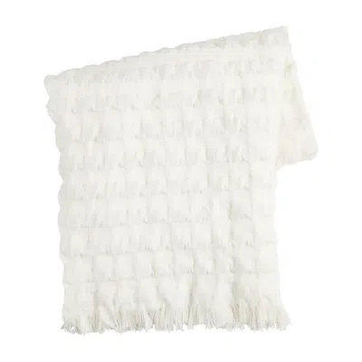 Mudpie Woven Waffle Throw In White #41000119