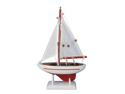 Handcrafted Cast Iron Wooden Ranger Model Sailboat Decoration 9"