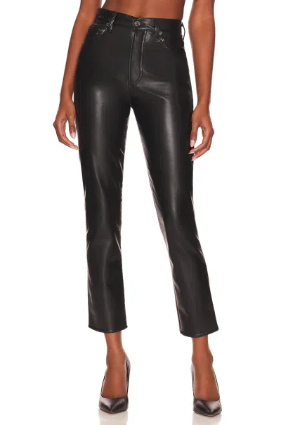 Agolde Recycled Leather Riley Long Pants In Detox In Black