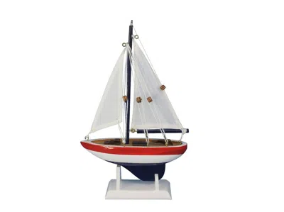 Handcrafted Cast Iron Wooden Usa Sailer Model Sailboat Decoration 9"